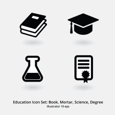 Education Icon Set Books Mortar Science Degree