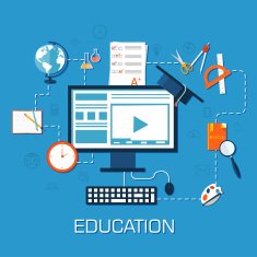 online learning infographic background concept in retro flat style design