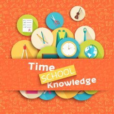 back to school abstract background of flat icons orange concept N2