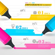 creative template infographic with colorful marks drawing lines