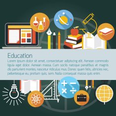 Education Icons Objects Layout with Copy Space