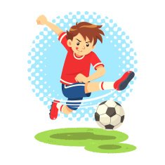 Soccer Boy Shooting The Ball To Make A Goal