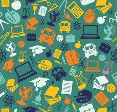 Seamless background with education icons N5