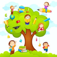 Vector of kids tree and education symbols N2