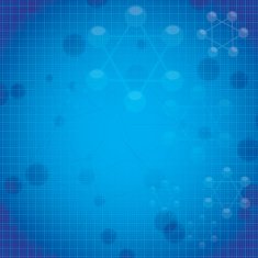 Molecule illustration blue background