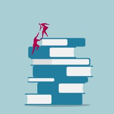 Businessman climbing on the books