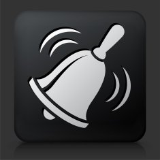 Black Square Button with School Bell