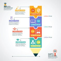 Education infographics background with abstract pencil