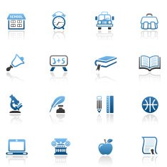 Blue School Icon Set