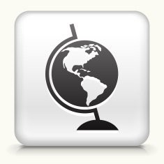 Square Button with Globe