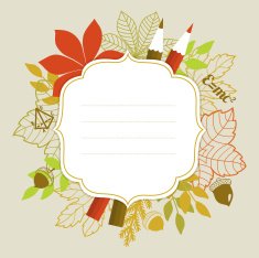 Frame with autumn leaves and pencils