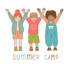 Joyful children in a summer camp logo N2