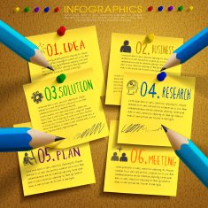 creative template infographic with post-it and pencil