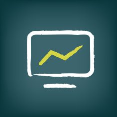 Computer chalk hand-drawn icon with yellow graph