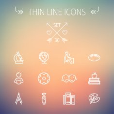 Education thin line icon set