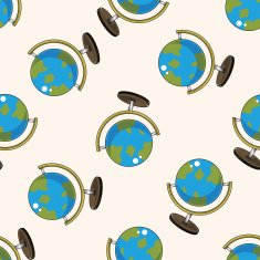 classroom globe cartoon seamless pattern background