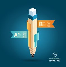 Modern Design pencil template isometric style