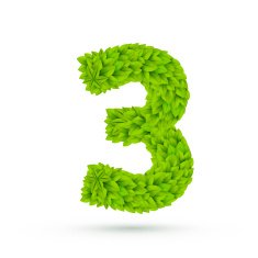 3d green leaves number 3