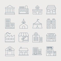 Building line icon set