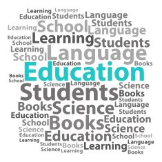 Text cloud Education wordcloud Tag concept Vector illustratio