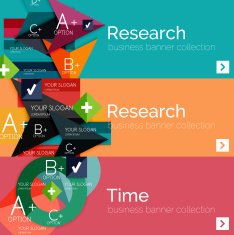 Flat design vector infographic banners with geometric infographics N3