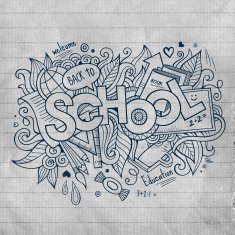 School hand lettering and doodles elements background N2