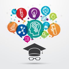 Education theme background with hat and icons