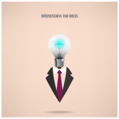 businessman symbol with creative light bulb sign