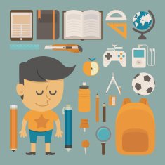 Student and tool flat design