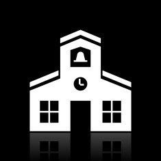 Schoolhouse icon on a black background