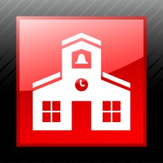 Schoolhouse icon on a square button N2