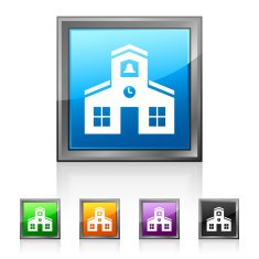 Schoolhouse icon on square buttons N2