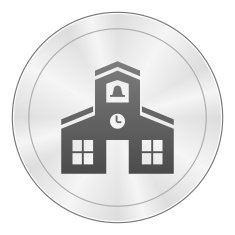 Schoolhouse icon on a round button N4