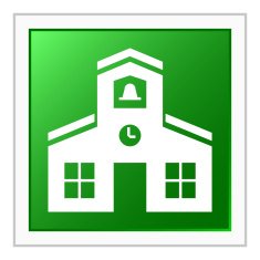 Schoolhouse icon on a square button N4