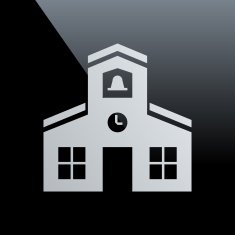 Schoolhouse icon on a black background N2