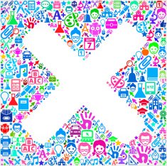 X Mark on School & Education Icon Pattern