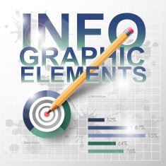 modern infographic with a pen shooting to the target