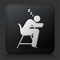 Black Square Button with Sleeping on School Desk