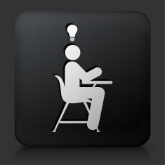 Black Square Button with Student Idea Icon