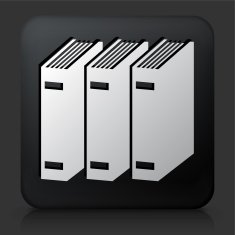 Black Square Button with Books Icon
