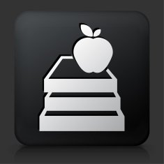 Black Square Button with Apple & Books Icon