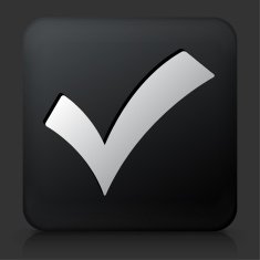 Black Square Button with Check Mark Icon