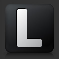 Black Square Button with Letter L