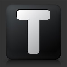 Black Square Button with Letter T