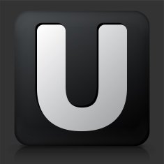 Black Square Button with Letter U