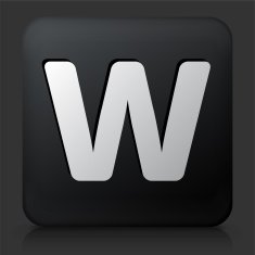 Black Square Button with Letter W