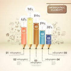 creative template with pencil bar chart
