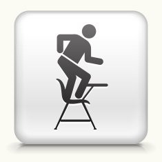 White Square Button with Misbehaving on School Desk