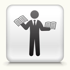 Square Button with Businessman & education