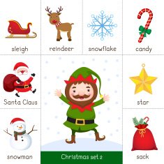 Printable flash card for Christmas set and Elf N2